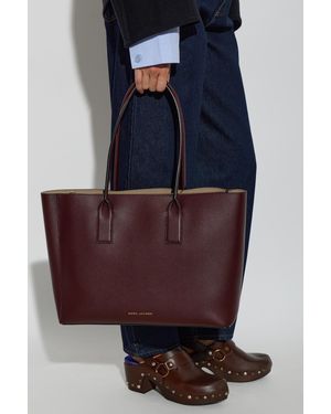 Marc Jacobs Leather Tote Bag With Logo - Blue