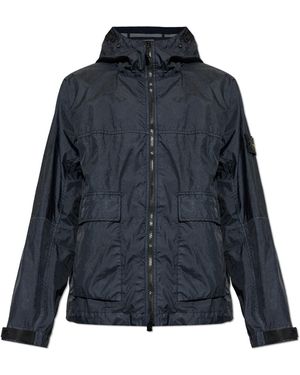 Stone Island Light Jacket With Hood - Blue