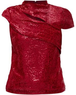 Self-Portrait Top With Lurex Thread - Red
