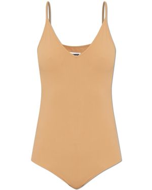 Jil Sander Bodysuit With Spaghetti Straps And V-Neckline - White