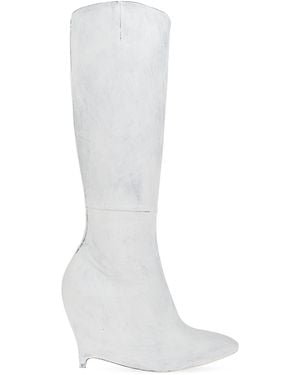 Maison Margiela Leather Wedge-Heeled Boots - White