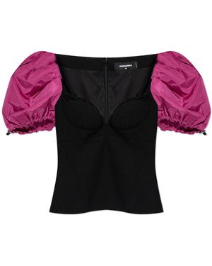DSquared² Wool Top With Puffed Sleeves - Red