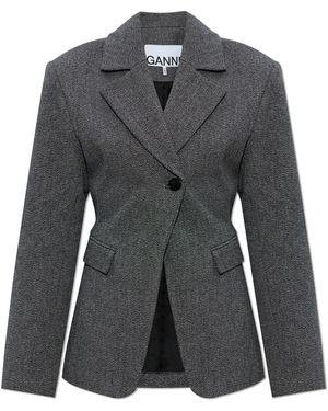Ganni Blazer With Pockets - Grey