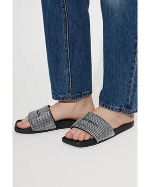 Alexander Wang Rubber Slide Sandals With Shimmering Sequins - Blue