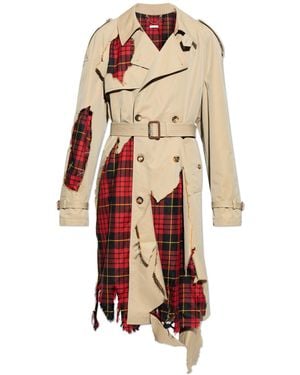 McQueen Plaid Wool-Insert Trench Coat - White