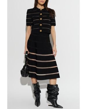 Balmain Flared Skirt With Transparent Panels - Black
