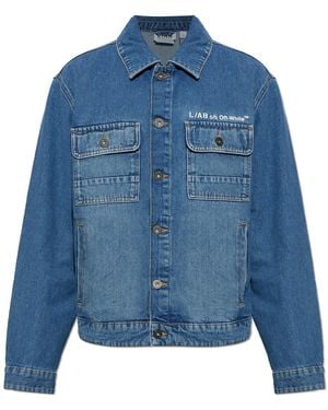 LAB C.O. OFF WHITE Ab C/O Off- Denim Jacket With Printed Logo - Blue