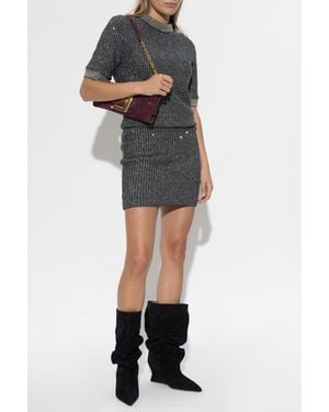 Balmain Skirt With Lurex Thread And Shimmering Sequins - Black