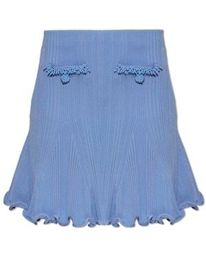 Self-Portrait Short Skirt With Decorative Beads - Blue