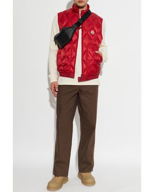 Moncler Puffer Vest With Logo Patch - Red