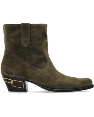 Etro Suede Heeled Ankle Boots - Green