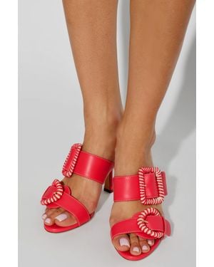 Rodo Leather Heeled Mules - Red