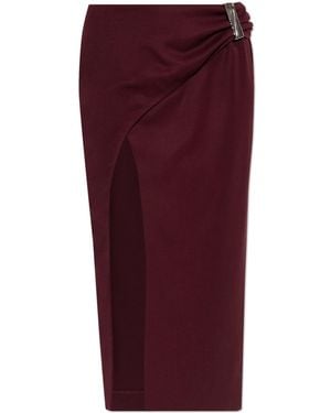 The Attico Draped Skirt With Slit - Red