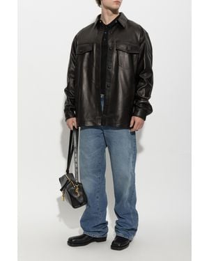 Balmain Leather Jacket With Pockets - Black