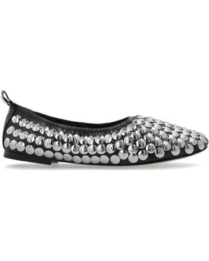 Tory Burch Leather Ballet Flats With Studs - White