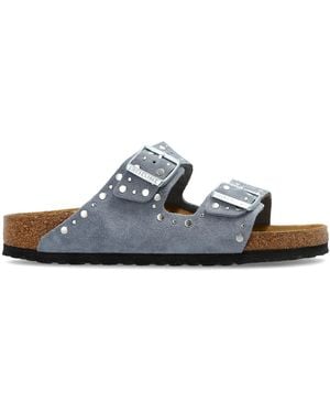 Birkenstock 'Arizona Rivet Border' Slides - White