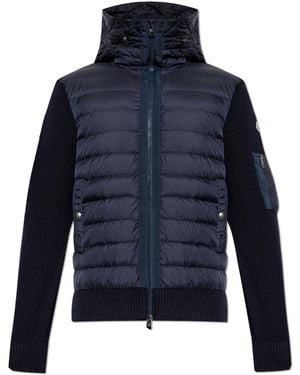 Moncler Cardigan With Down-Filled Front - Blue