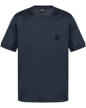 Giorgio Armani T-Shirt With Logo - Blue