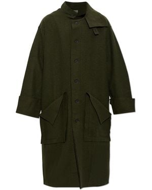 Yohji Yamamoto Coat With Stand-Up Collar - Green