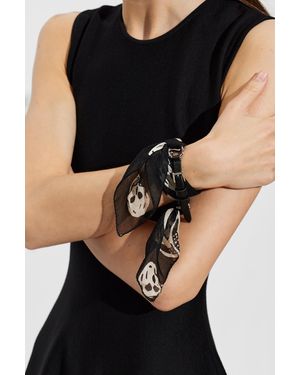 McQueen Silk Bracelet With Skull Motif - Black