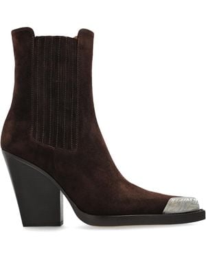 Paris Texas Suede Heeled Ankle Boots "Dallas" - Brown