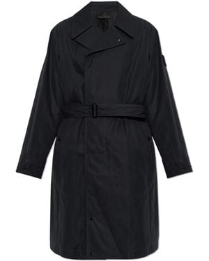 Stone Island Coat With Logo Patch - Black