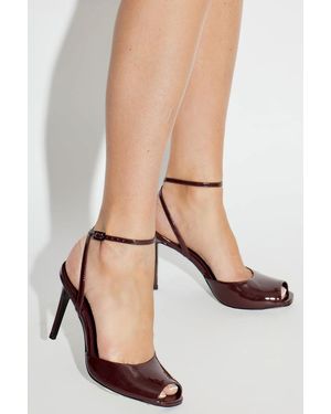 Black Suede Studio Leather Heeled Sandals 'Wrne' - Natural