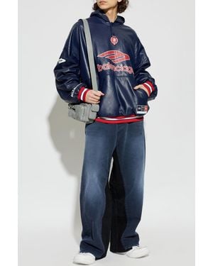 Balenciaga Leather Hoodie - Blue