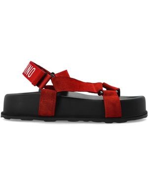 Moschino Leather Platform Sandals - Red