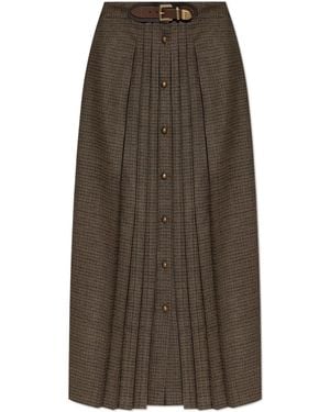 Etro Wool Skirt With An Integrated Belt - Natural