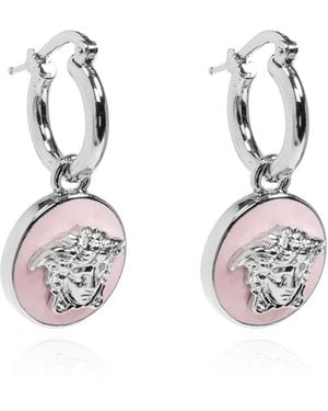 Versace Brass Earrings With Medusa Head - Pink