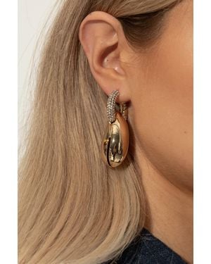 Tory Burch Earrings With Sparkling Crystals - Brown