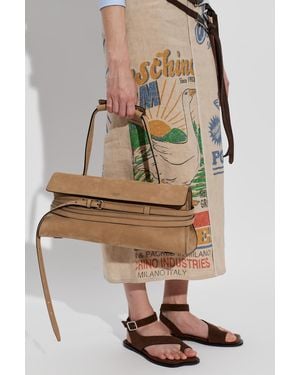 Moschino Suede Handbag 'Tie' - Natural