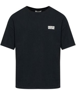 American Vintage T-Shirt With Printed Logo - Black