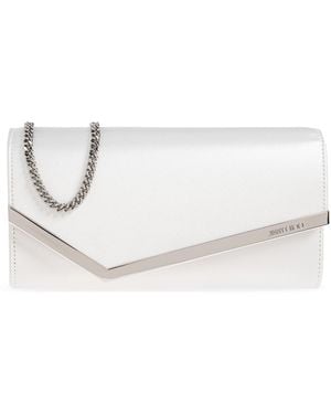 Jimmy Choo 'Emmie' Clutch Bag On A Chain - White