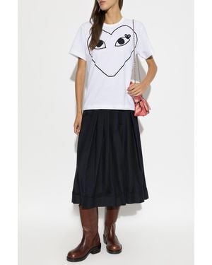 COMME DES GARÇONS PLAY Cotton T-Shirt With Logo Patch - White