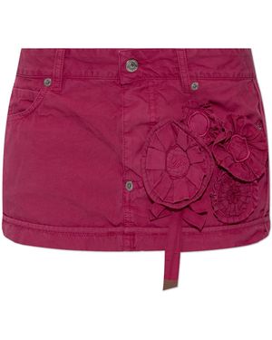 DSquared² Short Skirt With Applique - Red
