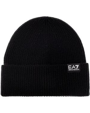 EA7 Beanie With Logo Patch - Black
