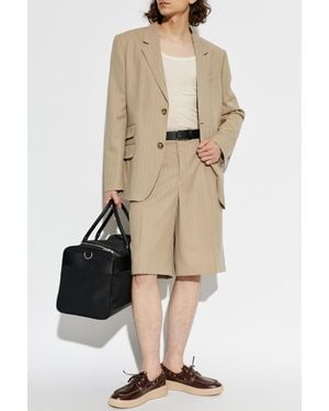 Ami Paris Wool Blazer With Single Vent - Natural