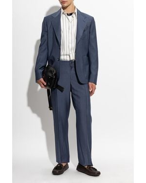 Versace Wool Blazer With Single Vent - Blue