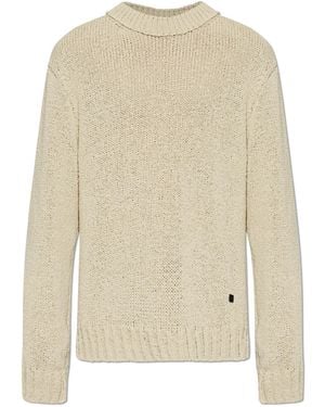 Balmain Jumper With A Round Neckline - Natural