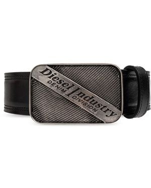 DIESEL 'Logo B-Industry' Leather Belt - Black