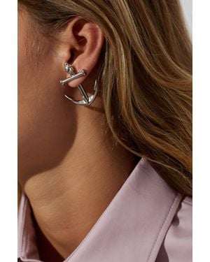 Balenciaga Anchor-Shaped Earrings - Brown