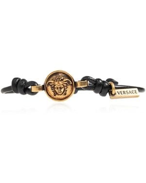 Versace Leather Bracelet With Medusa Head - Black