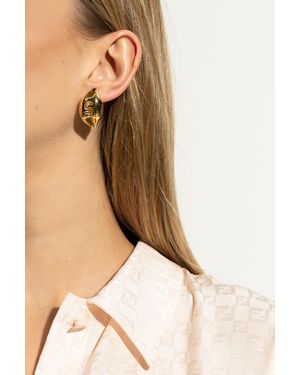 Fendi Brass Shell-Shaped Earrings - Natural