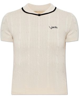 Valentino Garavani Top With "Z" Logo - Natural