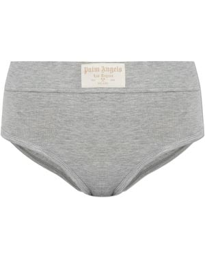 Palm Angels High-Waisted Cotton Briefs - Grey