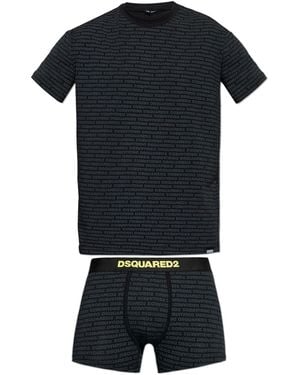 DSquared² Underwear Set: T-Shirt And Boxer Shorts - Black