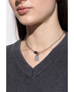 Balenciaga Necklace With A Pendant Adorned With Sparkling Crystals - Black