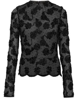 ROTATE BIRGER CHRISTENSEN Top With A Floral Motif - Black